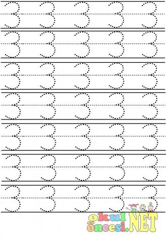 3 Rakami Cizgi Calismalari Okul Oncesi Okul Oncesi